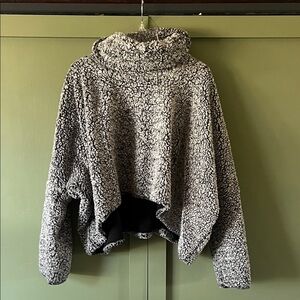 Cozy Oversized Gray Sherpa Turtleneck Sweater